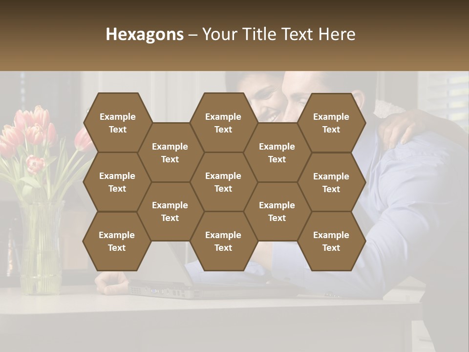 A Man And Woman Looking At A Laptop Computer PowerPoint Template