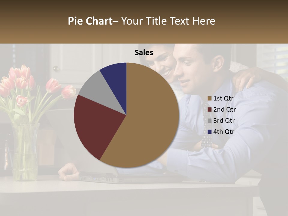 A Man And Woman Looking At A Laptop Computer PowerPoint Template