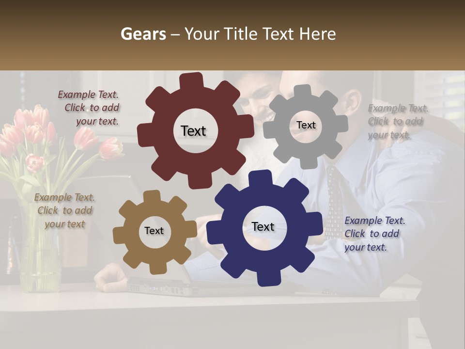 A Man And Woman Looking At A Laptop Computer PowerPoint Template