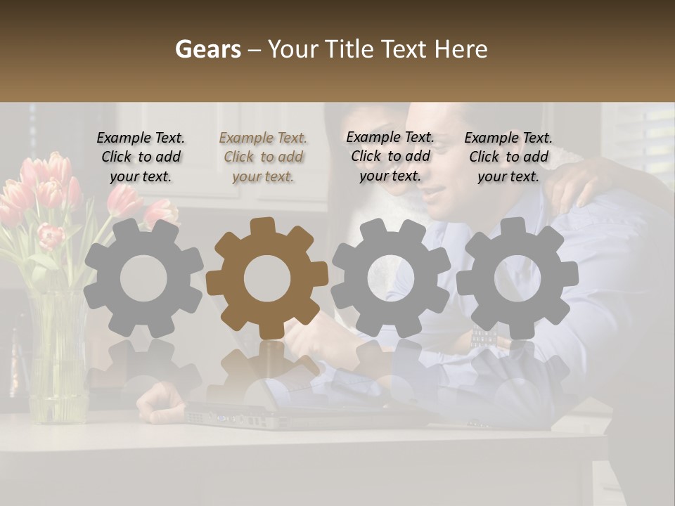 A Man And Woman Looking At A Laptop Computer PowerPoint Template