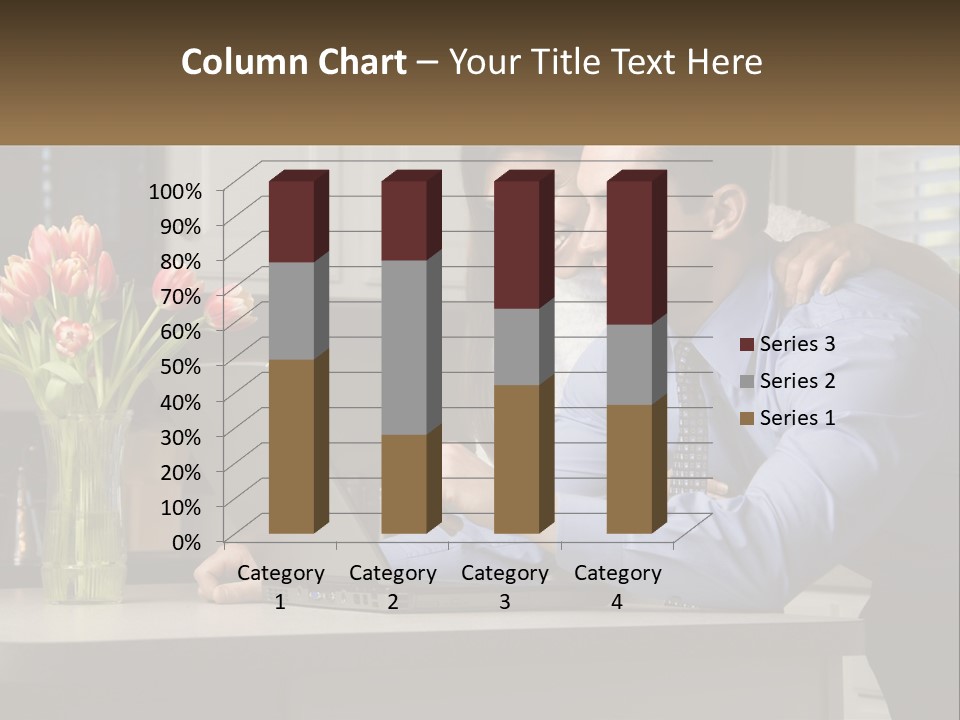 A Man And Woman Looking At A Laptop Computer PowerPoint Template