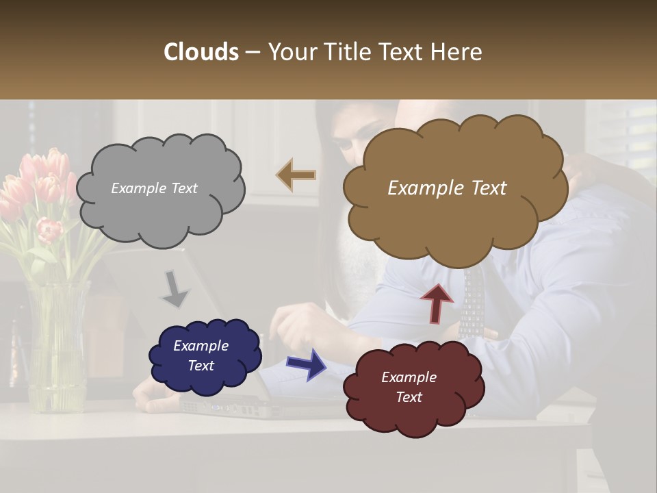A Man And Woman Looking At A Laptop Computer PowerPoint Template