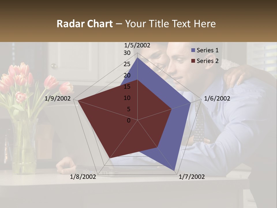 A Man And Woman Looking At A Laptop Computer PowerPoint Template