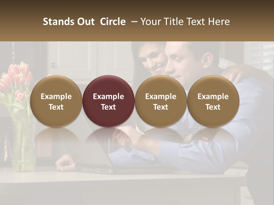 A Man And Woman Looking At A Laptop Computer PowerPoint Template