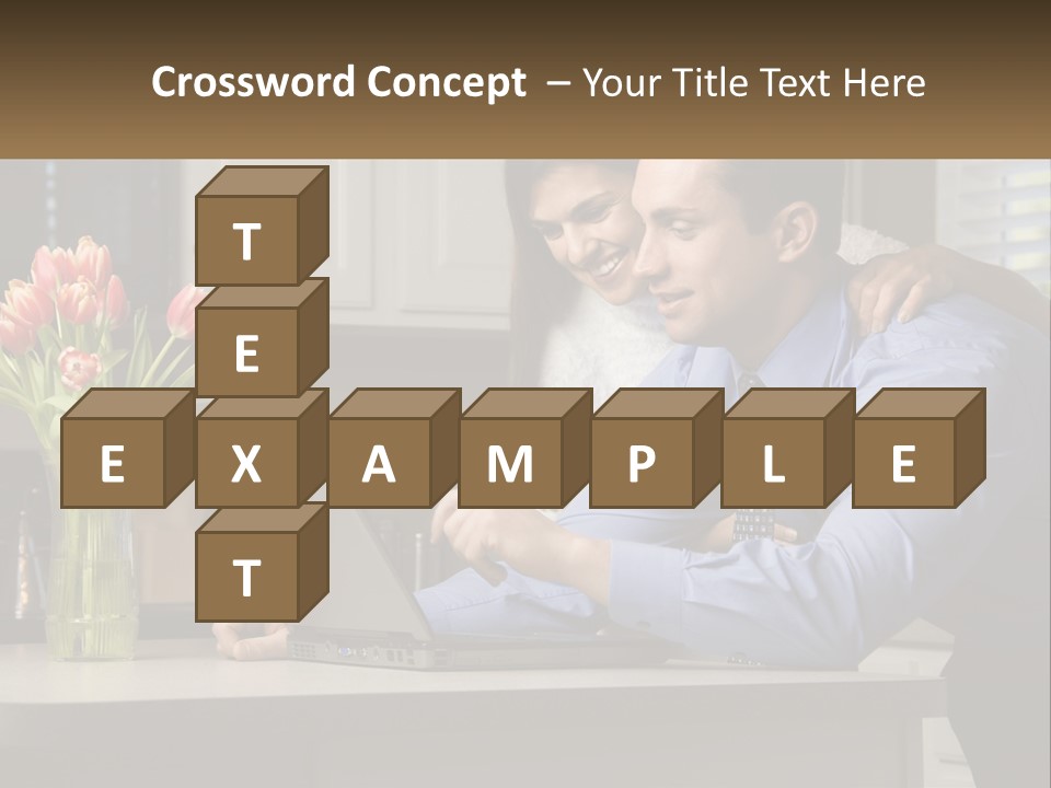 A Man And Woman Looking At A Laptop Computer PowerPoint Template
