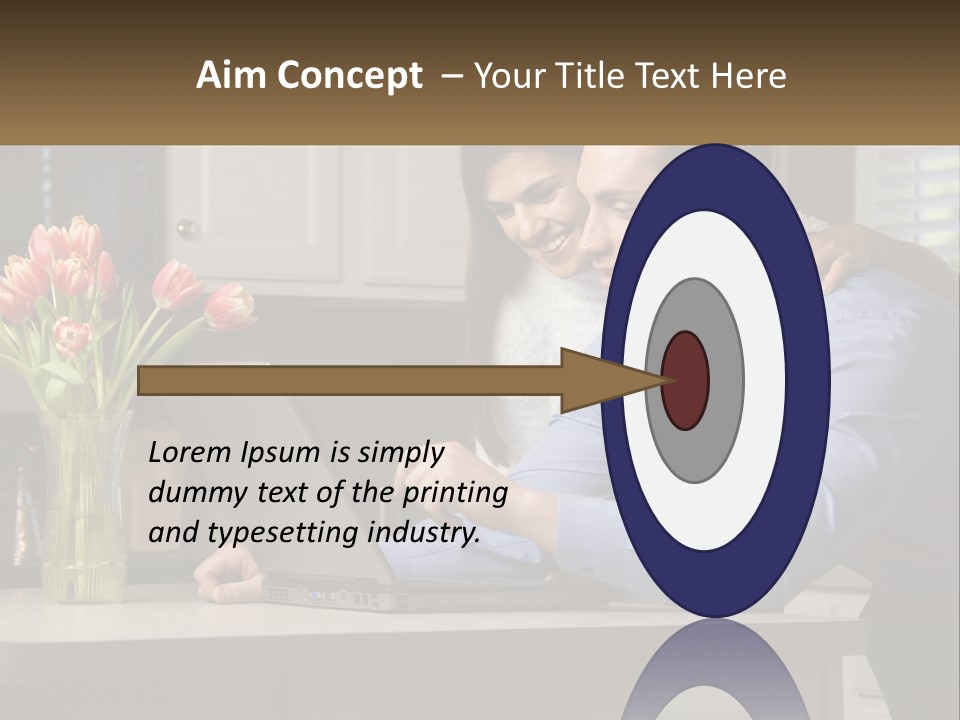 A Man And Woman Looking At A Laptop Computer PowerPoint Template