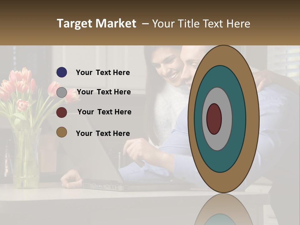 A Man And Woman Looking At A Laptop Computer PowerPoint Template