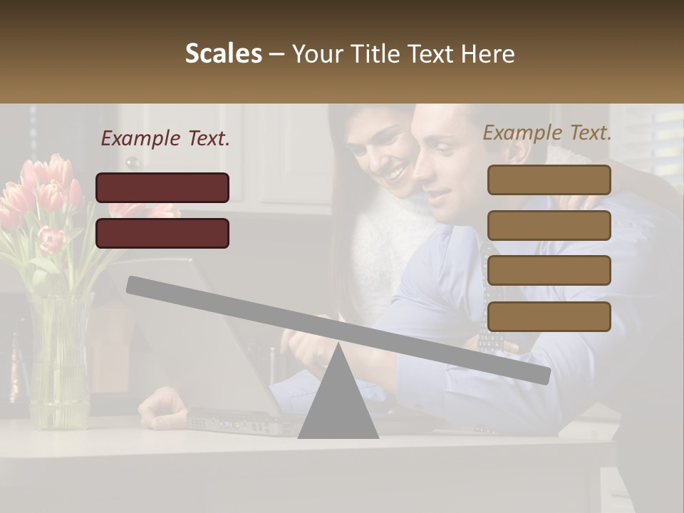 A Man And Woman Looking At A Laptop Computer PowerPoint Template