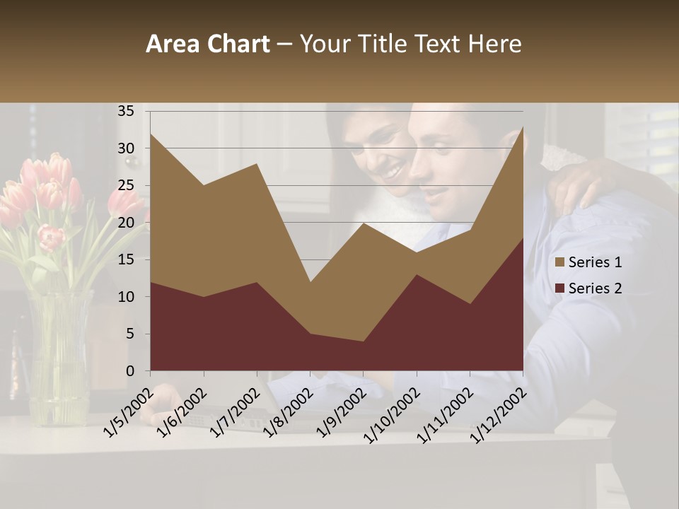A Man And Woman Looking At A Laptop Computer PowerPoint Template