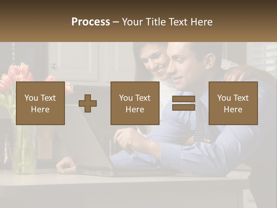 A Man And Woman Looking At A Laptop Computer PowerPoint Template