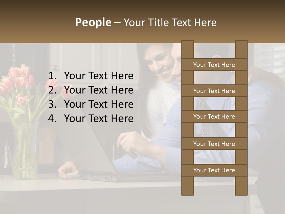A Man And Woman Looking At A Laptop Computer PowerPoint Template