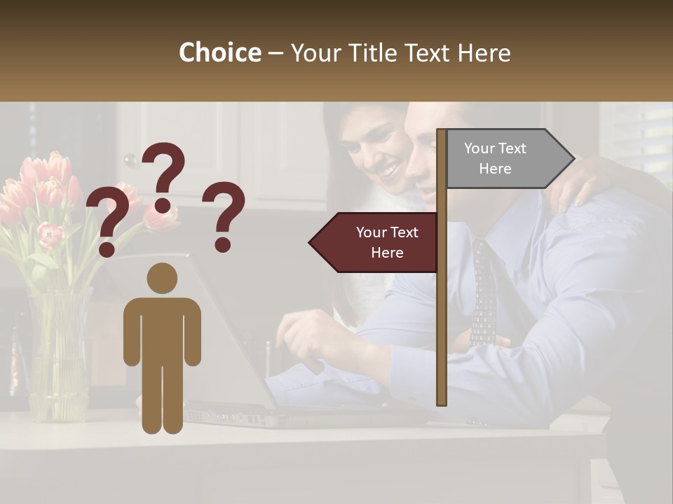 A Man And Woman Looking At A Laptop Computer PowerPoint Template