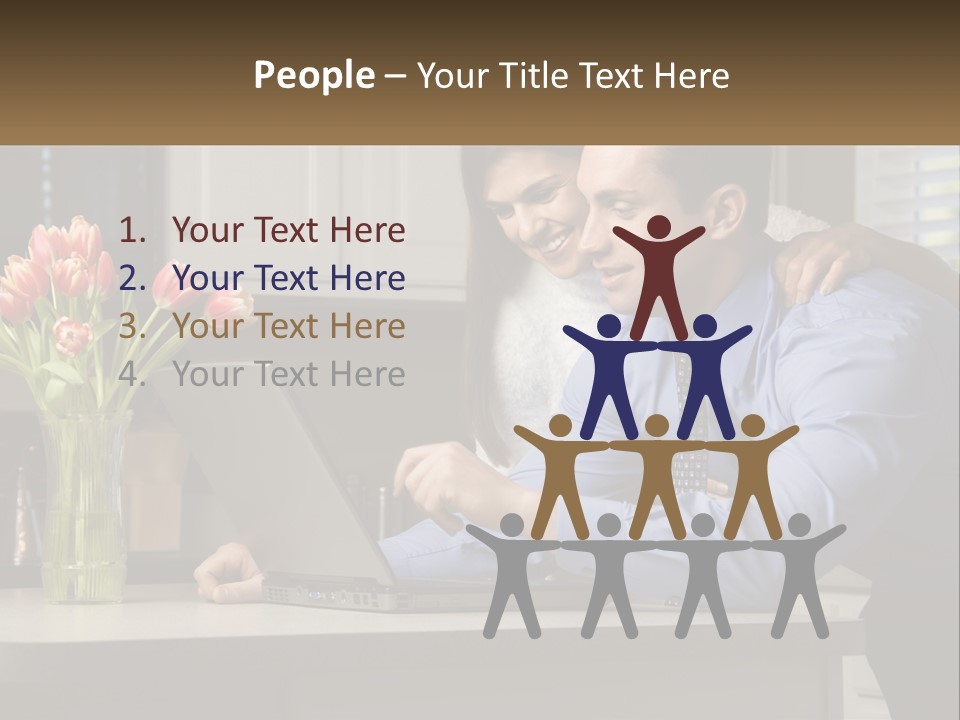 A Man And Woman Looking At A Laptop Computer PowerPoint Template