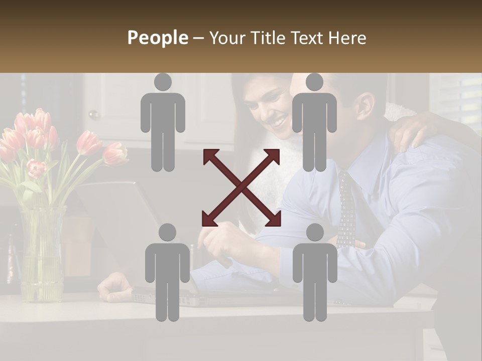 A Man And Woman Looking At A Laptop Computer PowerPoint Template