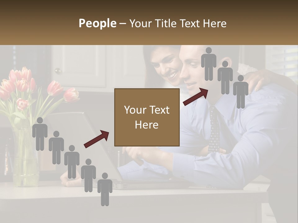 A Man And Woman Looking At A Laptop Computer PowerPoint Template