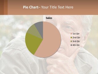 An Elderly Man Is Looking At The Camera With His Hand On His Chin PowerPoint Template