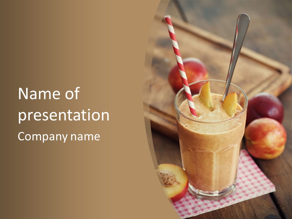 A Smoothie With Apples And A Straw In It PowerPoint Template