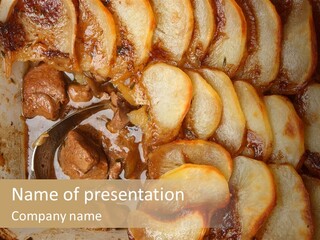 A Close Up Of Food On A Plate With A Spoon PowerPoint Template