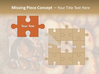 A Close Up Of Food On A Plate With A Spoon PowerPoint Template