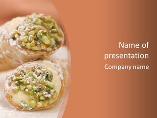 A Group Of Pastries With Nuts On Top Of Them PowerPoint Template