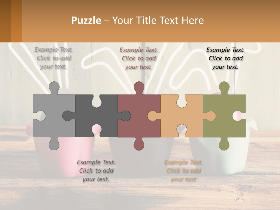 A Group Of Three Eggs Sitting In A Row On Top Of A Wooden Table PowerPoint Template