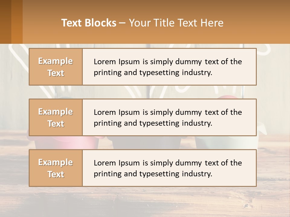 A Group Of Three Eggs Sitting In A Row On Top Of A Wooden Table PowerPoint Template