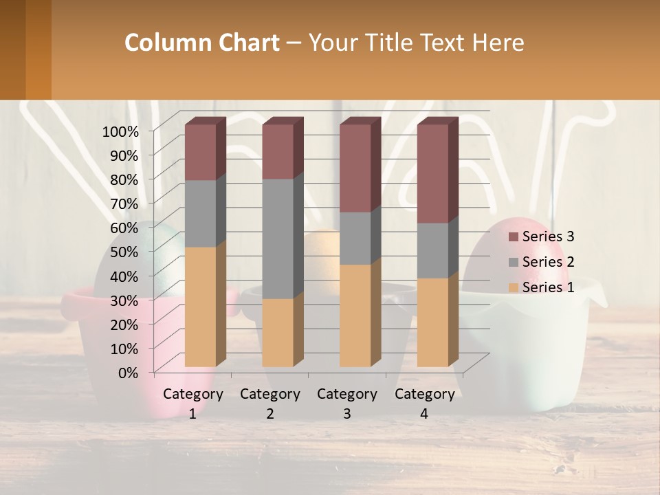 A Group Of Three Eggs Sitting In A Row On Top Of A Wooden Table PowerPoint Template