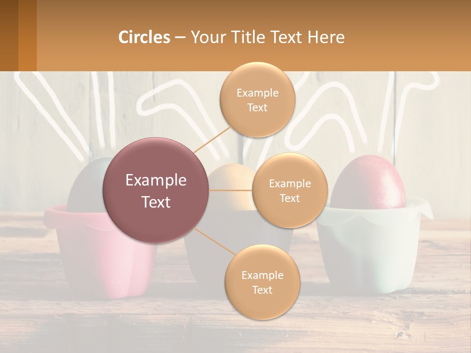 A Group Of Three Eggs Sitting In A Row On Top Of A Wooden Table PowerPoint Template