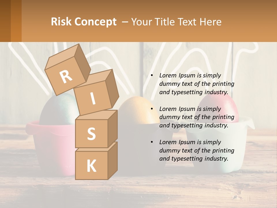 A Group Of Three Eggs Sitting In A Row On Top Of A Wooden Table PowerPoint Template