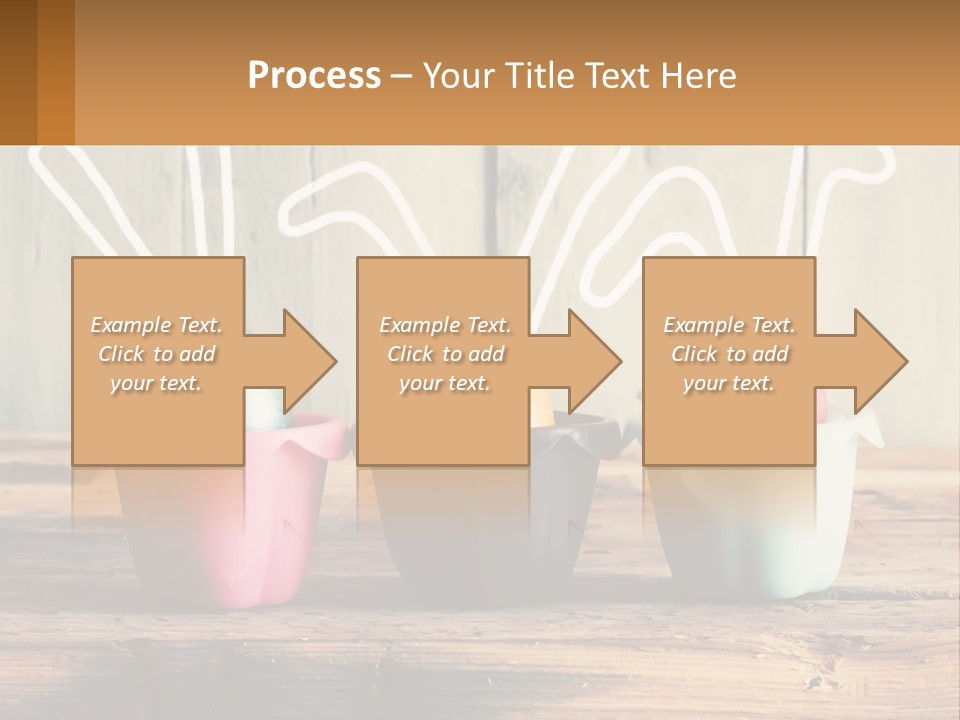 A Group Of Three Eggs Sitting In A Row On Top Of A Wooden Table PowerPoint Template