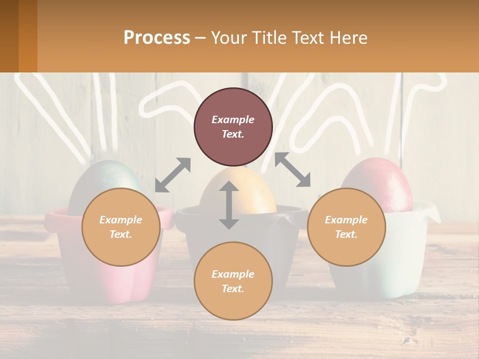 A Group Of Three Eggs Sitting In A Row On Top Of A Wooden Table PowerPoint Template