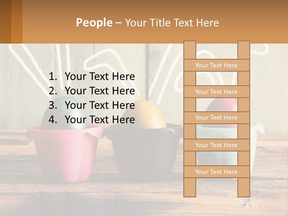 A Group Of Three Eggs Sitting In A Row On Top Of A Wooden Table PowerPoint Template