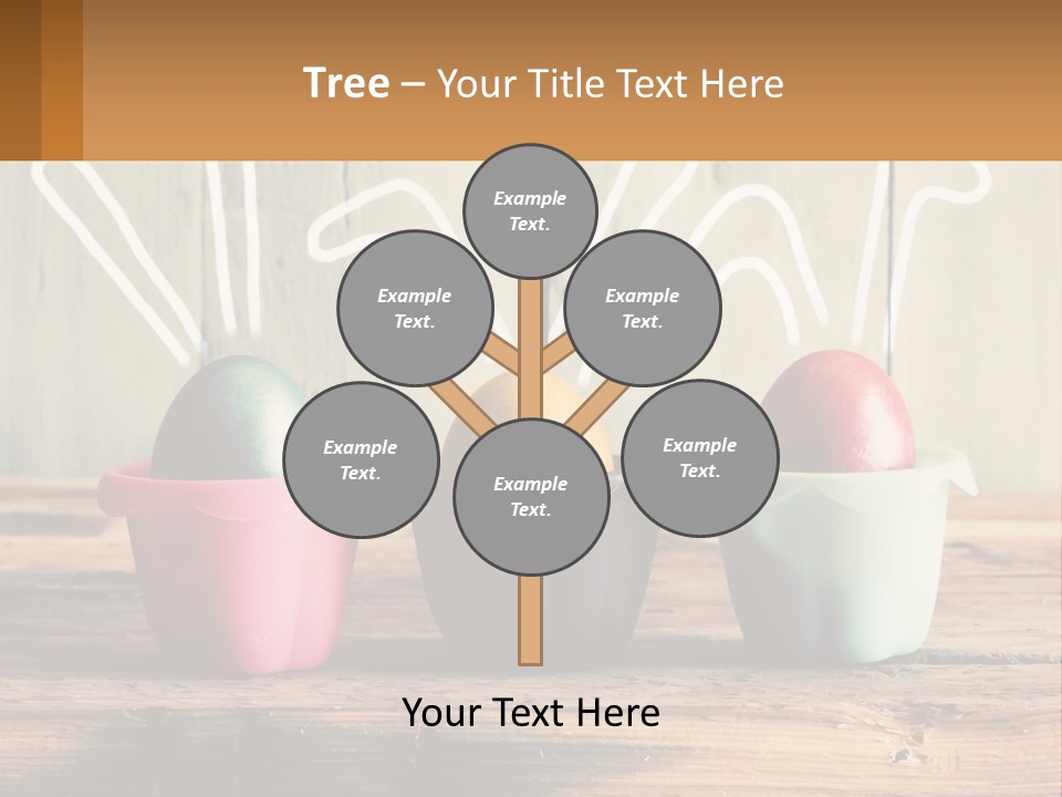 A Group Of Three Eggs Sitting In A Row On Top Of A Wooden Table PowerPoint Template