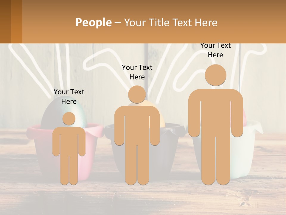 A Group Of Three Eggs Sitting In A Row On Top Of A Wooden Table PowerPoint Template