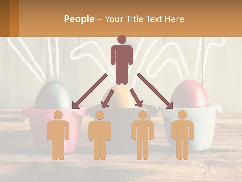 A Group Of Three Eggs Sitting In A Row On Top Of A Wooden Table PowerPoint Template