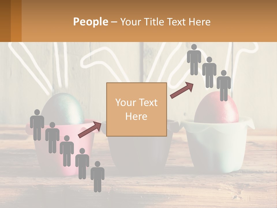 A Group Of Three Eggs Sitting In A Row On Top Of A Wooden Table PowerPoint Template