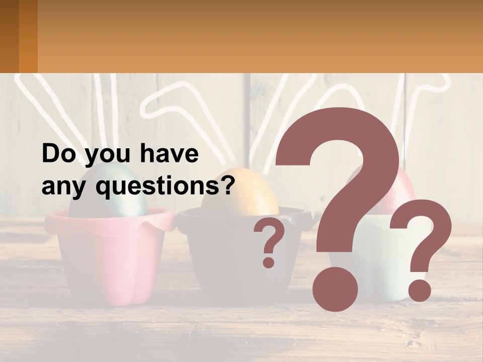 A Group Of Three Eggs Sitting In A Row On Top Of A Wooden Table PowerPoint Template