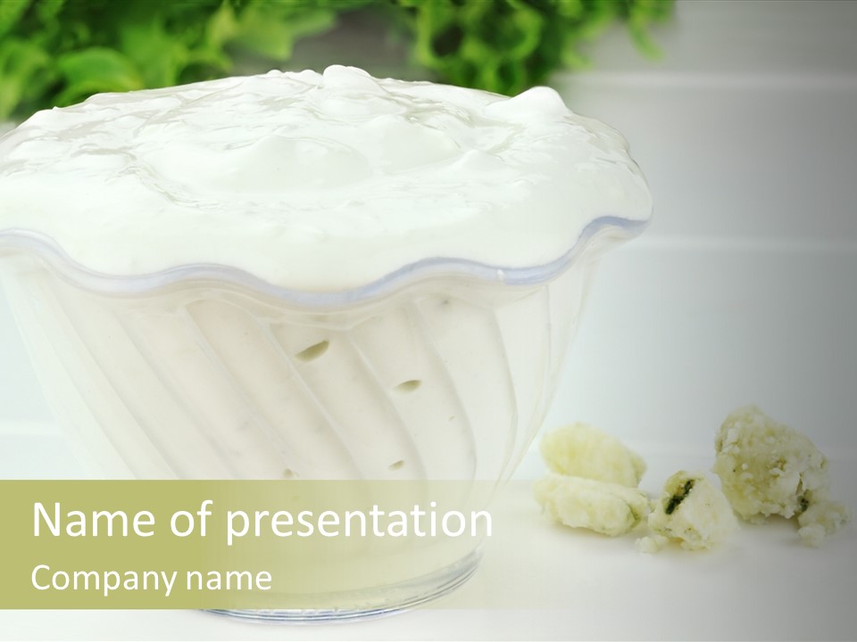 A Bowl Of Yogurt Sitting On Top Of A Table PowerPoint Template