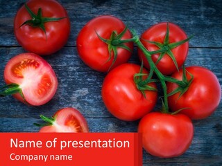 A Bunch Of Tomatoes On A Wooden Table PowerPoint Template