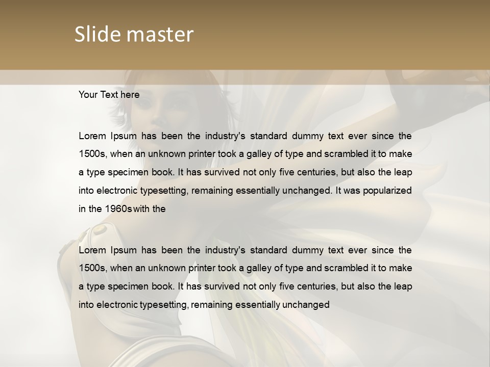 A Woman In A White Dress With A Butterfly On Her Arm PowerPoint Template