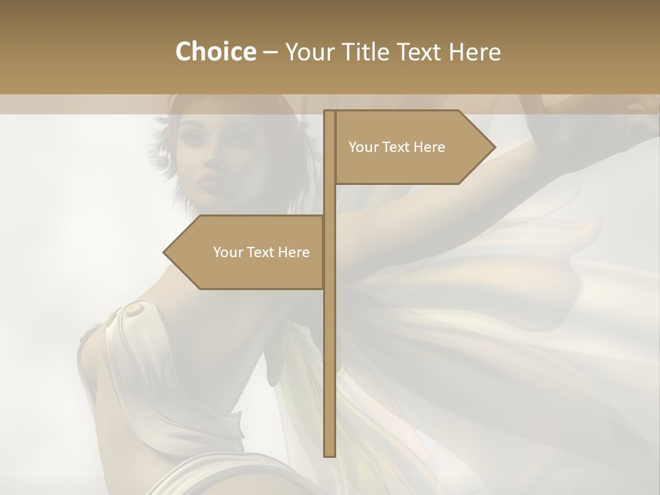 A Woman In A White Dress With A Butterfly On Her Arm PowerPoint Template