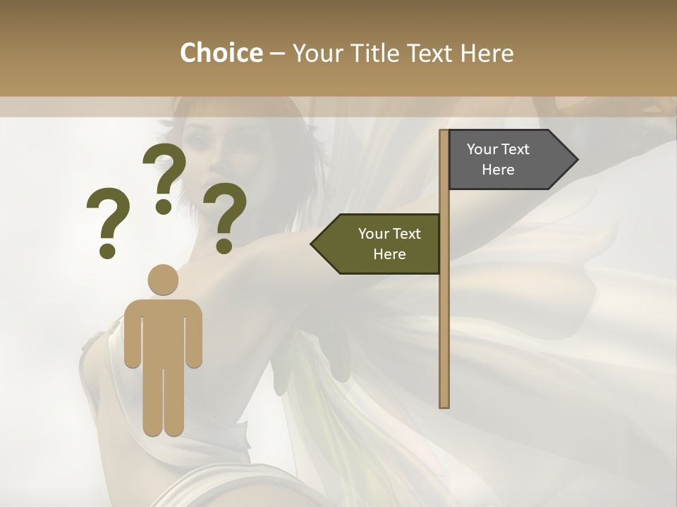 A Woman In A White Dress With A Butterfly On Her Arm PowerPoint Template