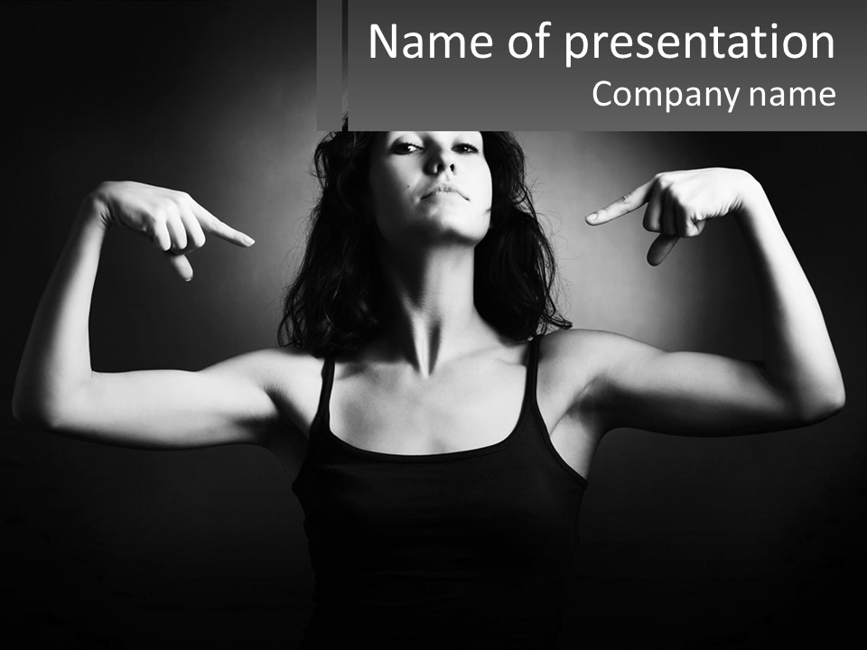 A Woman In A Black Tank Top Holding Her Arms Up PowerPoint Template