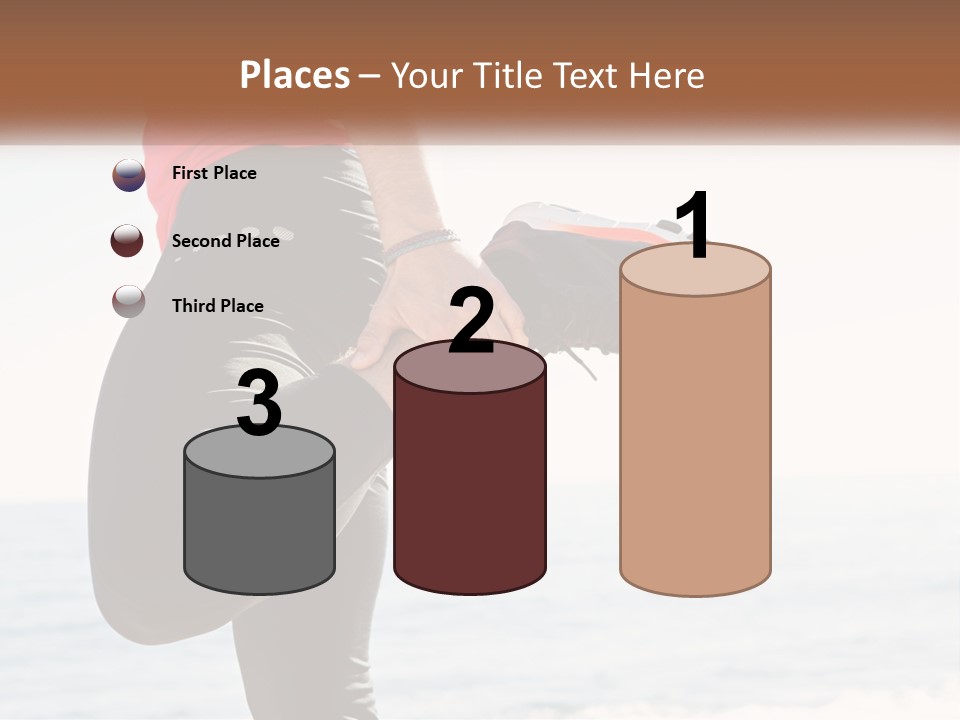 A Person Standing On A Beach With Their Feet In The Air PowerPoint Template