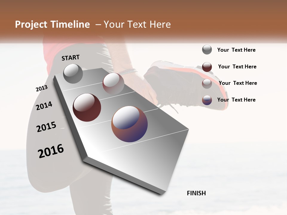 A Person Standing On A Beach With Their Feet In The Air PowerPoint Template