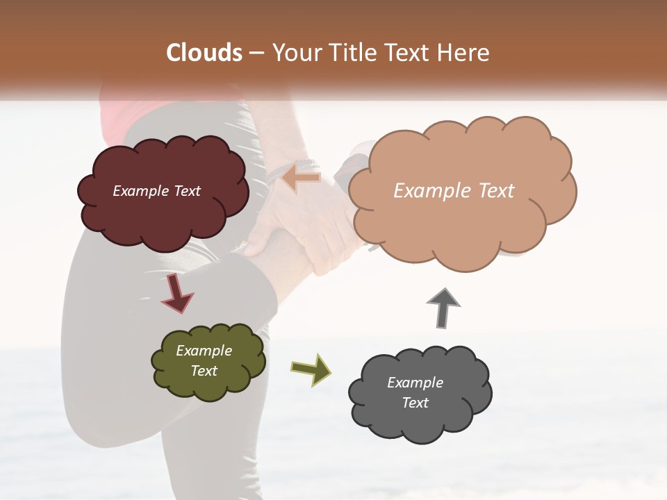 A Person Standing On A Beach With Their Feet In The Air PowerPoint Template