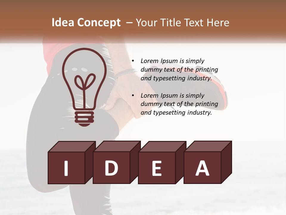 A Person Standing On A Beach With Their Feet In The Air PowerPoint Template