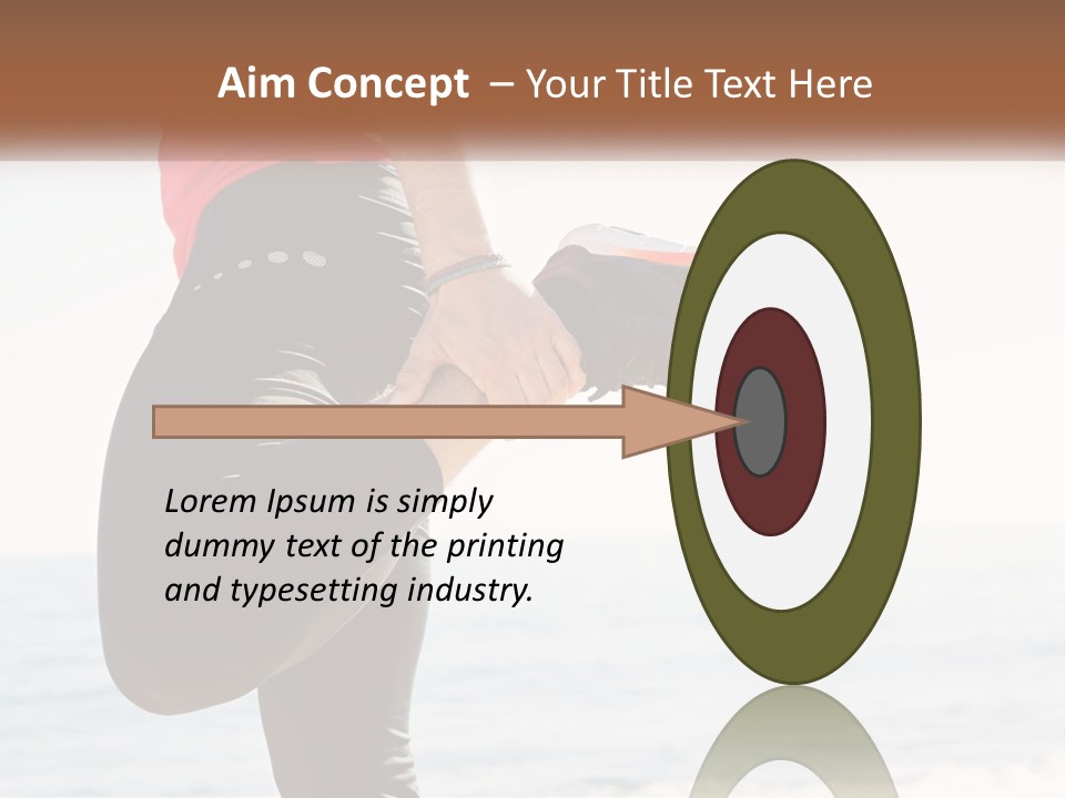 A Person Standing On A Beach With Their Feet In The Air PowerPoint Template