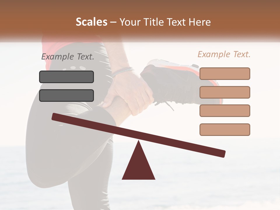 A Person Standing On A Beach With Their Feet In The Air PowerPoint Template