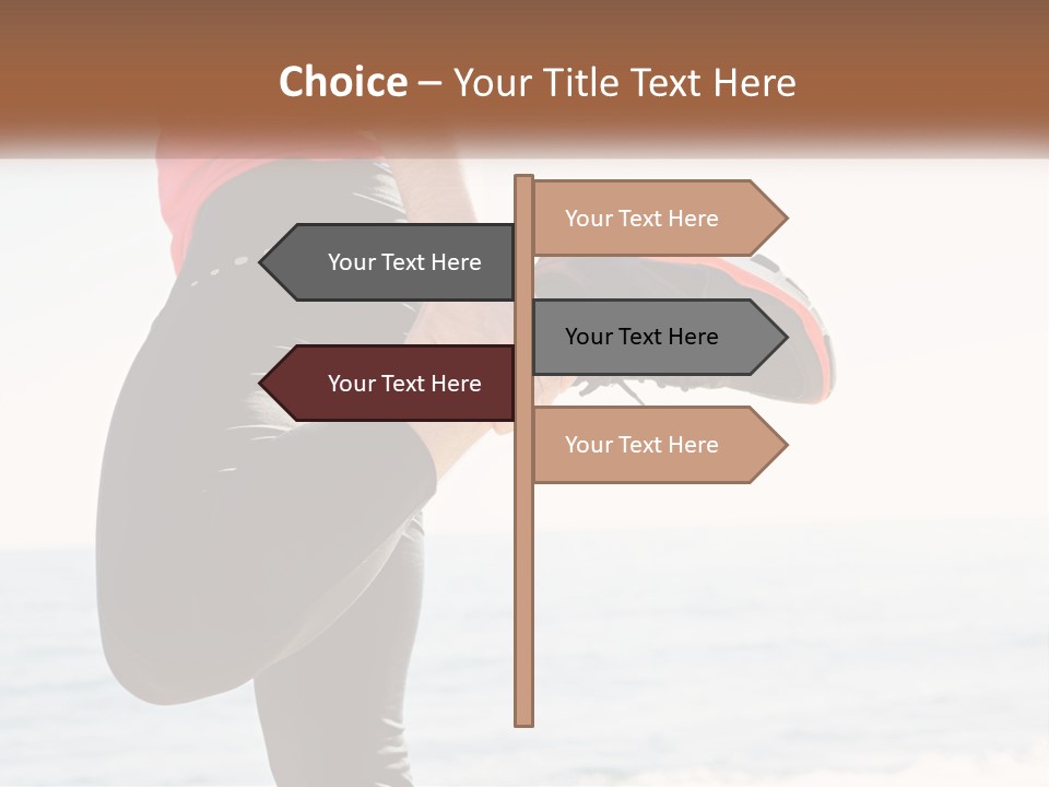 A Person Standing On A Beach With Their Feet In The Air PowerPoint Template
